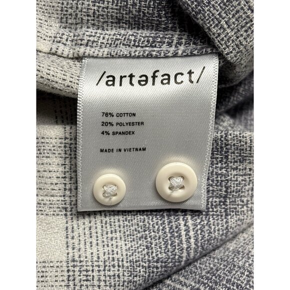 artefact/ Men’s Slim Fit Button-Down Shirt – White Gray Plaid - Picture 5 of 8
